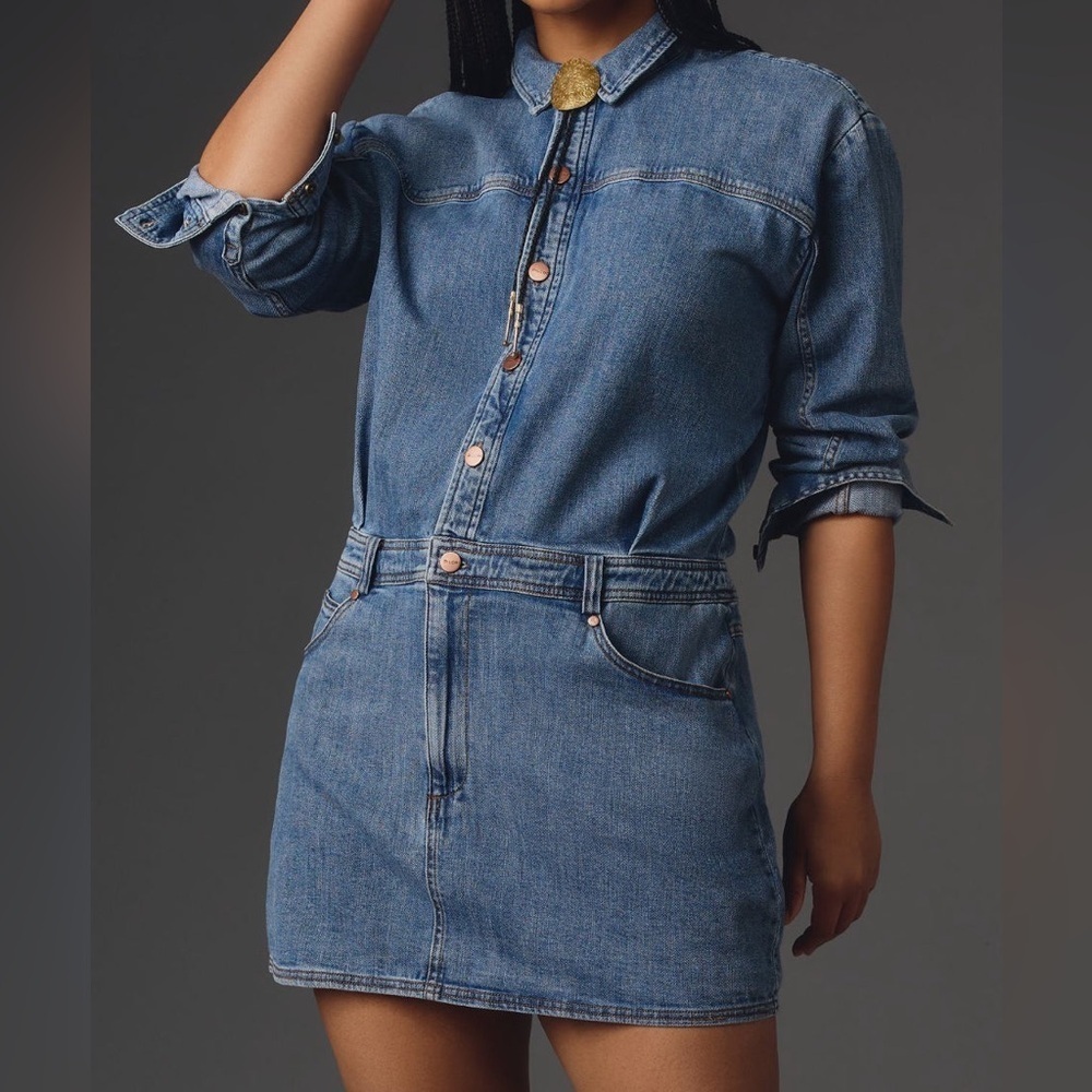 Pilcro Long-Sleeve Denim Micro Mini Shirt Dress size 3X